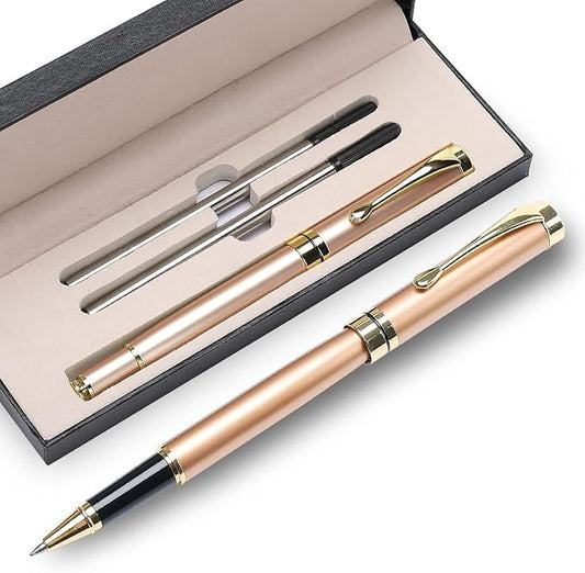 YIVONKA Luxury Ballpoint Pens Best Ball Pen Gift Set for Men & Women Professional Executive Office Nice BallPens Classy Gift Box Ballpoint Black Refill Line width 0.5mm (Rose Gold)