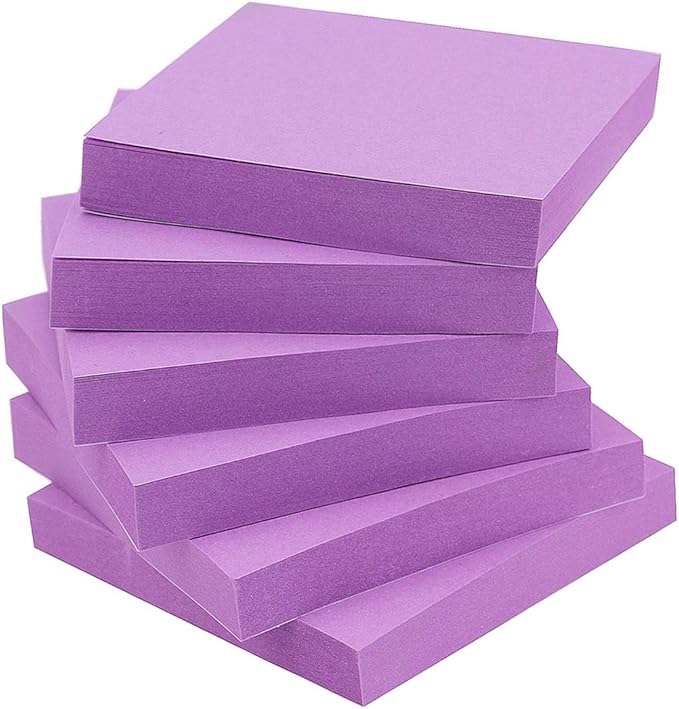 Early Buy Sticky Notes 3x3 inch, Purple Color Self-Stick Notes 6 Pads, 100 Sheets/Pad