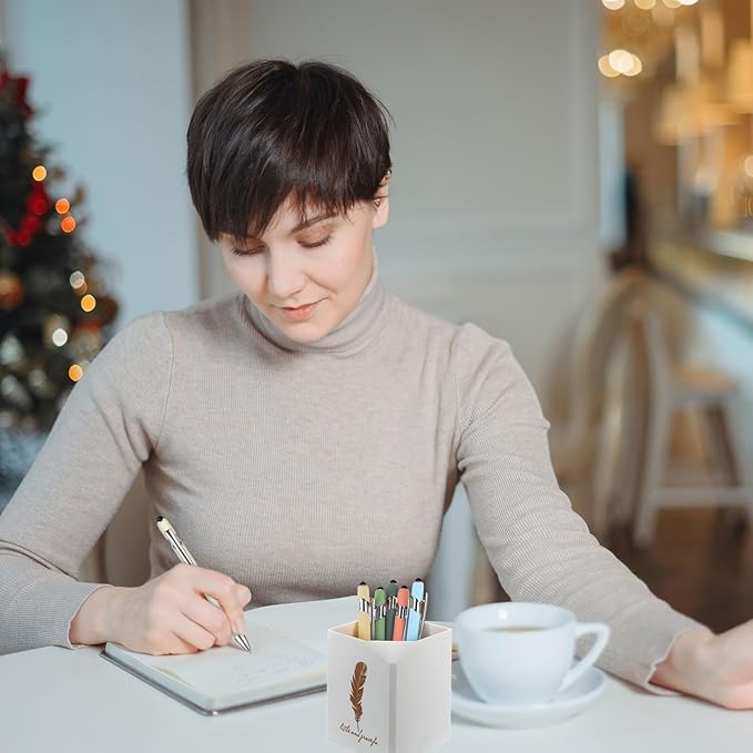 Zonon 38 Pieces Rubberized Ballpoint Pen with Stylus Tip Stylish Metal Pen Capacitive Styli with Soft Rubberized Grip, Black Ink for Most Devices(Morandi Colors)