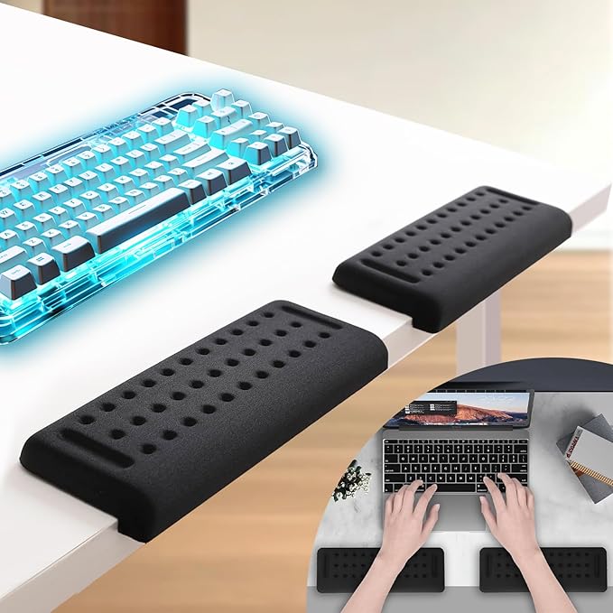 L-Shaped Ergonomic Keyboard Wrist Rest, Wrist Rest for Mouse, Wrist Pad Computer Wrist Support Designed Specifically for Comfortable Typing and Pain Relief, for Computer,Gaming, Office (Black)