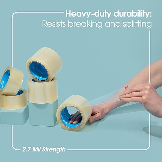 SPARTAN INDUSTRIAL - 2" X 60 yd Clear Shipping Tape Rolls - 6 Rolls of Heavy Duty Box Tape for Moving, Packing, Shipping, Storage - 2.7 Mil