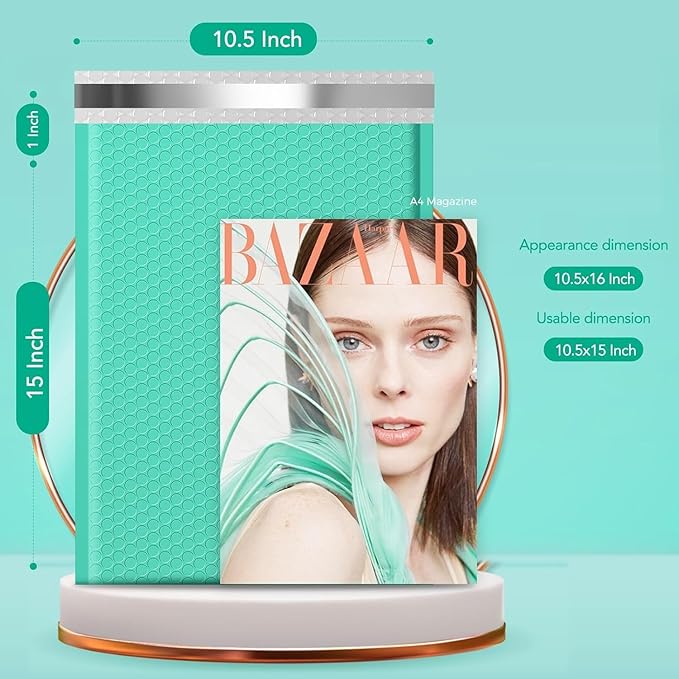 Fuxury Bubble Mailers 10.5x16" Teal Padded Envelopes 3750 Pack Bulk Strong Adhesion Full Pallet of Padded Mailers Thick Bubble Envelopes for Small Business Mailing Books Clothes Makeup Supplies