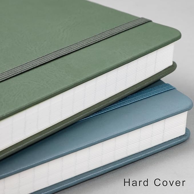 EMSHOI Graph Paper Notebook, 8.5" x 11" Hardcover Leather Journal for Women Men, 192 Pages 100 GSM Grid Paper A4 Large Journals for Writing, Graph Notebook for Work, Graphing, Engineering, GrayBlue