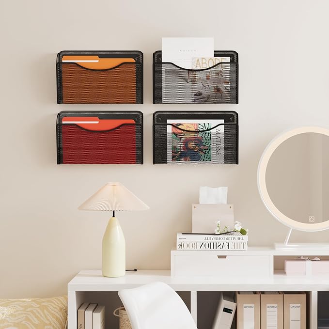 Wall File Organizer,Hanging Wall Mounted File Folder Binder Holder Mail Organizer for Office,Home and School Supplies
