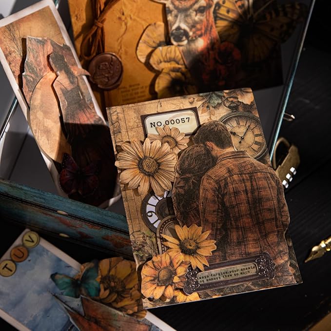 Retro Scrapbook Paper Set, 180 PCS Vintage Ephemera Pack for Junk Journaling, Scrapbooking, Crafting, DIY Projects, Diaries, and Art Supplies