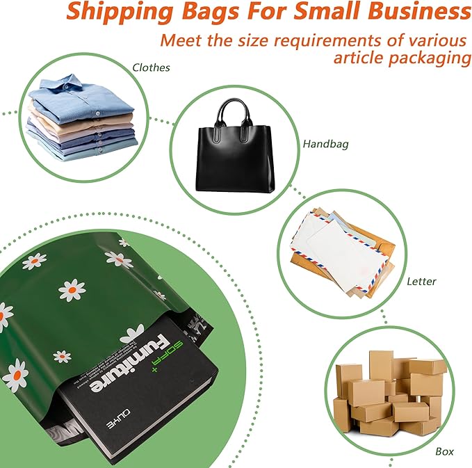 Poly Mailers 12x15.5 inch 50 Pcs - Cherry printed Shipping Bags, 2.4mil Thickness, Waterproof and Tear Resistant Mailing Envelopes, Self-Sealing Packaging Bags for Small Business