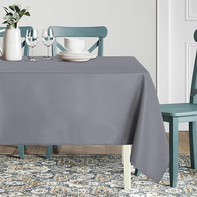 sancua Rectangle Tablecloth - 54 x 108 Inch - Stain and Wrinkle Resistant Washable Polyester Table Cloth, Decorative Fabric Table Cover for Dining Tables, Buffet Parties and Camping, Light Grey