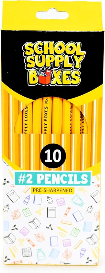 School Supply Boxes | 10 ct. Wooden Pencil Pack | 24 Packs | Pre-Sharpened No. 2 Wooden Pencils | 240 Total Pencils