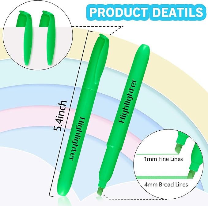 Highlighters Bulk - Quick-Dry No Bleed Markers for Office Classroom School Supplies Adults Kids Teachers Students (Green, 30)