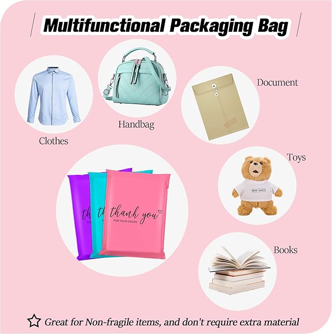 JinRuiKJ Thank You Poly Mailer - 10x13 Poly Mailers Variety Pack of 100, 25 Pcs Each Color, Strong Adhesive Shipping Bags for Clothing, Durable Thick Mailer Bags with Self Seal - Mixed Color2