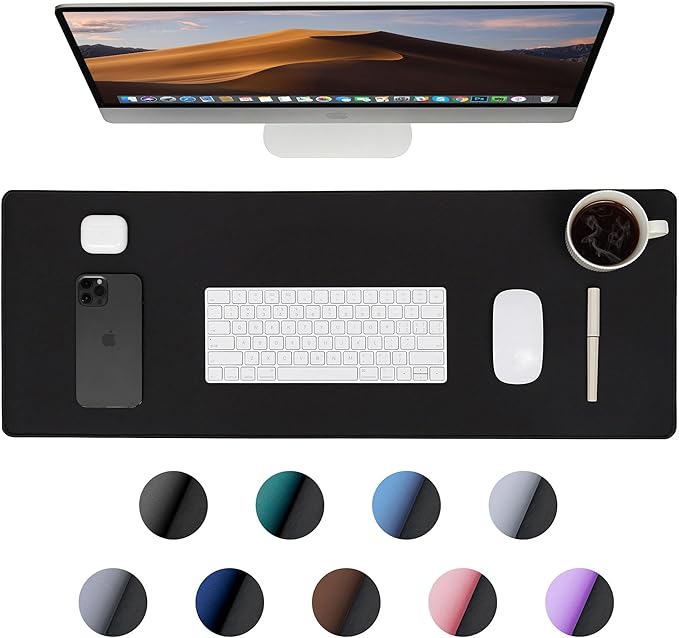 ALOANES Waterproof Mouse Pad with Durable Stitched Edge, Large Gaming Keyboard Pad, Non-Slip Rubber Base Mouse Mat, Extended Desk pad for Gamer, Office & Home, Black Mousepad 31.5''x 15.7''x 0.12''