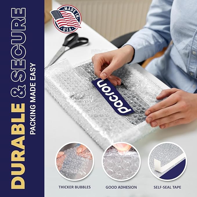 Bulk 2500 Pcs Mixed Size Bubble Out Bags – 6x8.5 (1500) + 9x12 (1000) Clear Bubble Pouches, Self-Sealing Bubble Wrap Bags for Shipping, Packing, Storage