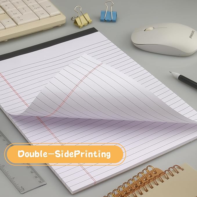 ZZTX Legal Pads 8.5 x 11 Inch White Writing Notepad, Lined Writing Pads for Work Office School, 50 Sheets Per Pad, A4, 1 Pack