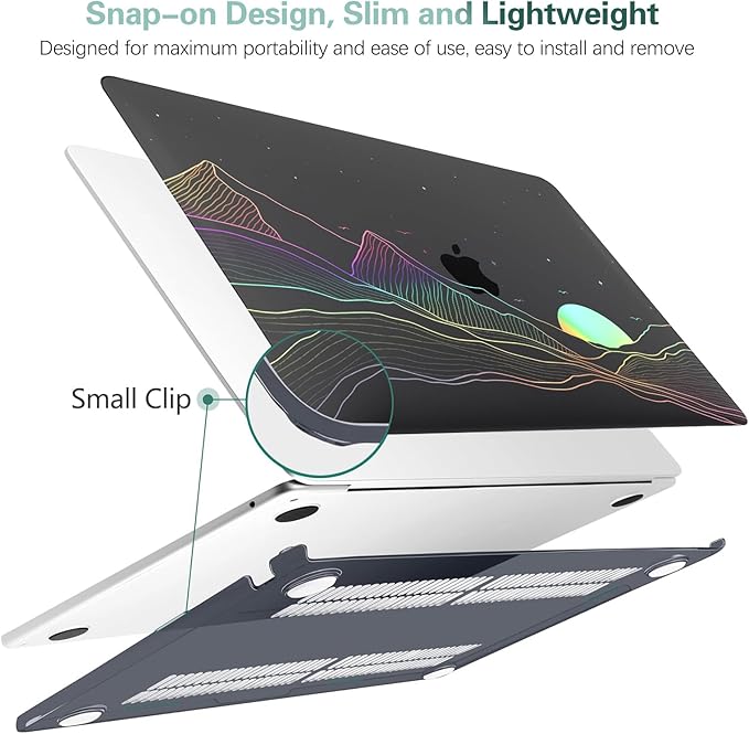 KEROM Clear Black Case for MacBook Pro 16 inch 2025-2021 M4 M3 M2 M1 Pro/Max Chip A3403 A3186 A2991 A2780 A2485, Protective Aesthetic Plastic Hard Shell Case & Keyboard Cover, Sunrise