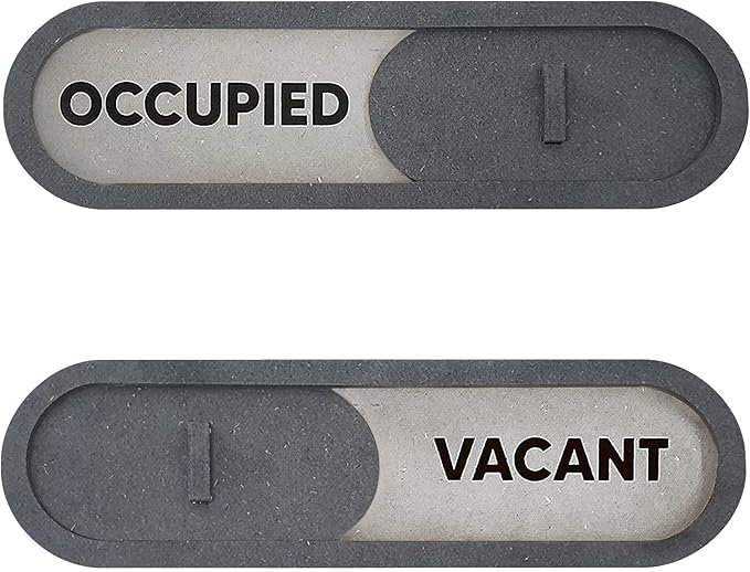 GEEKBEAR Vacant Occupied Slider Door Sign for Home Office - Premium MDF, 7.5 x 2.2 in (Gray)