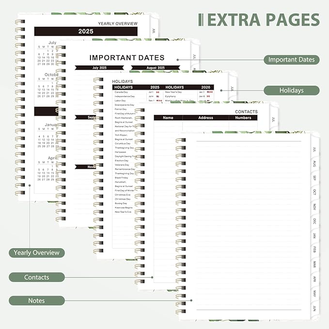 Planner 2025-2026, Weekly and Monthly Calendar Academic Planner (July 2025 - June 2026), Hardcover Teacher School Student Agenda with Tabs, Ideal for School Office Supplies, A5 (6.3" x 8.5")