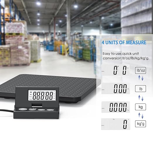 Shipping Scale,440lbs/1oz Ultra-Thin, Highly Accurate Foldable LCD Display with Tare Function Lightweight Postal Scale for Packages Warehouses, Homes, Offices, Including Manuals and Adapters