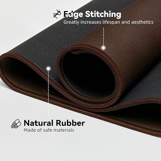 Waterproof Large Gaming Mouse Pad with Durable Stitched Edges, Non-Slip Rubber Base, Grainy Jacquard Mouse Mat Desk Pad for Home Office Gaming, 27.5"*11.8"*0.12", Coffee