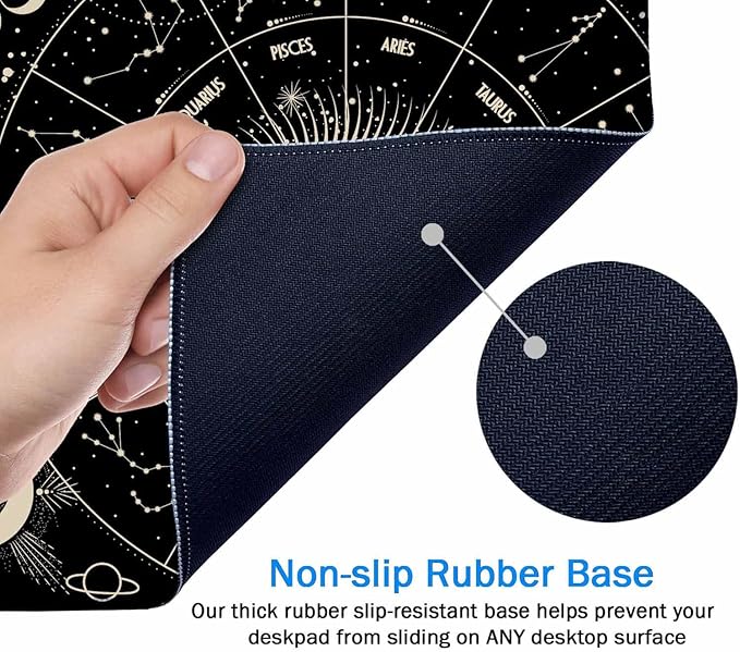 Moon Phases Desk Mat Mouse Pad Large Desk Pad Desk Mats On Top of Desks Laptop Computer Keyboard Mouse Mat Full Desk Gaming Mousepad XXL 31.5X15.7 inch Deskpad Deskmat Cute Desk Accessories