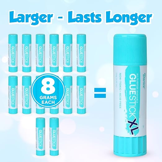 Darice Giant Glue Sticks, Large 115-gram/4.05oz Jumbo XL Glue Stick - Washable, Non-Toxic - Classroom School Supplies - 6 Pack