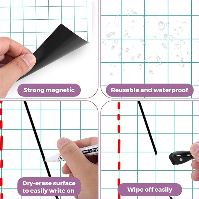 KIKIGOAL 21.5"x17" Magnetic Draw and Write Paper,Dry Erase Handwriting Lined Paper for Classroom Whiteboard, Writing Chart Page Teacher Must Have Homeschool Teaching Supplies (Graph)