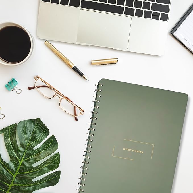 | Ultimate Yearly, Daily, Weekly, Monthly Planner | 8.25" x 11.75" | To Do List Notebook for Work | Simple Design | Multiple Layouts | Academic Planner and Organizer Notebook (Evergreen, Yearly Planner - Portrait)