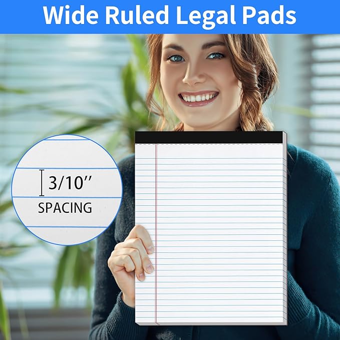 WINKIO Legal Pads Refills Note Pads, Writing Pads, Memo Pads Lined Writing Note Pads Letter Size Legal Pad College Ruled Pads Legal Rule for School Office Supplies