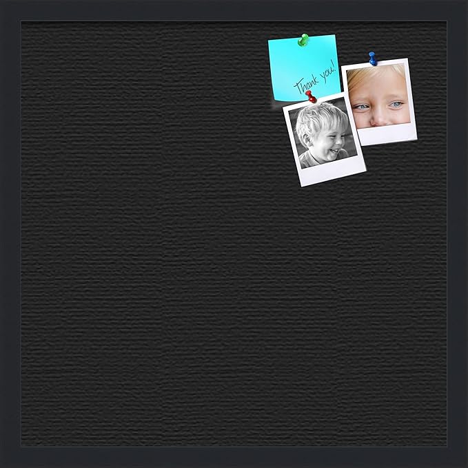PinPix pin Cork Bulletin Board Made from Canvas, Classic Black Pattern 20 x 20 Inches (Completed Size) and Framed in Satin Black (PinPix-622)
