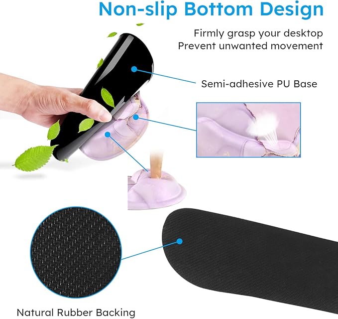 iCasso Desk Mat, Gaming Mouse Pad Wrist Support Set,4in1 XXL Large Mousepad + Keyboard Wrist Rest+Mouse Wrist Rest+Coaster Set with Ergonomic Design for Home Office Table Computer-Glitter Marble