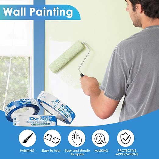 Blue Painters Tape 1 Inch Bulk, 48 Roll Painting Tape Blue Masking for Painting Wall DIY Edge, Paint 0.94 Inch 55 Yards X 48 Rolls 2640 Total Yards