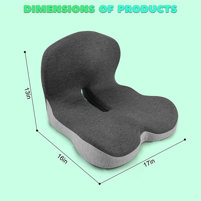 Buttocks Cushion for Office Chair Memory Foam Seat Pad for Butt Support Tailbone Relief Ergonomic Chair Cushion for Home Car Travel or Work (Classic Black)