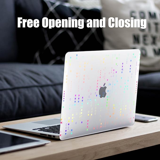 DTangLsm for M4 MacBook Air 13 inch Case 2025 2024-2022 M3 M2 A3240 A3113 A2681, Clear Plastic Hard Case for MacBook Air 13.6 inch Laser Print Laptop Shell&Keyboard Cover for Mac Air M4, Squares Clear