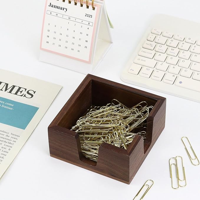 Wood Sticky Note Holder, Self Stick Note Pad Holder, Post It Note Dispenser Desk Organizer Walnut Wood Office Desk Accessories for School Office Desk Supplies - Black