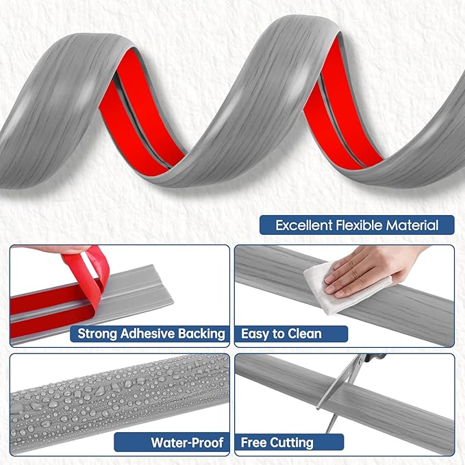 Floor Cord Cover for Wires on Floor Self Adhesive Cord Hider Floor Cable Management Wire Covers for Cords Protector Prevent Cable Trips Cord Cavity W 0.59" x H 0.31", Gray Wood, 10Ft