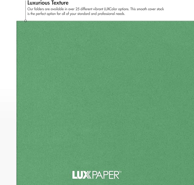 LUXPaper 9" x 12" Presentation Folders | Two Pocket | Holiday Green | 100lb. Cover | 10 Qty
