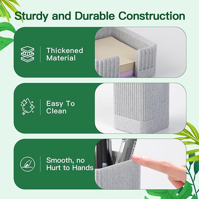 Aesthetic Desk Organizers and Accessories Set of 3 with Pen Holder,Paperclip Holder,Sticky Note Holder - Durable Plastic Pencil Holder for Office Women Men-Teacher Appreciation/Back-to-school Gift