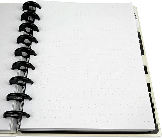 Discbound Dotted Grid Paper, 120 GSM Refill, 200 Sheets (400 Pages), 9 Disc Pre-Punched Happy Planner Inserts, Loose Leaf, White, 7 inch x 9.25 Inch