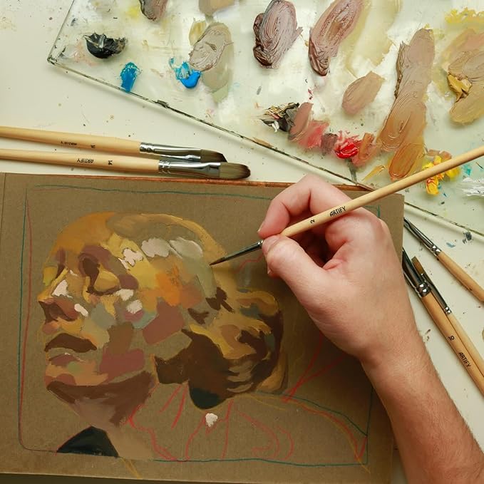 ARTIFY 25-Piece Professional Paint Brush Set – Expert Series Synthetic Nylon Brushes for Acrylic, Oil, Watercolor, Gouache – No Shedding, Canvas Roll Case & Palette Knife, Artist Gifts Art Supplies