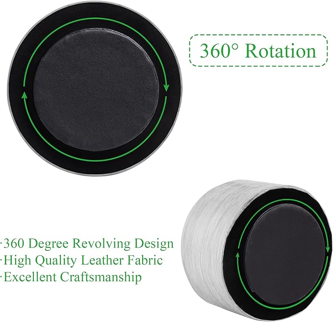 Hennaja Round Leather Art Supply Organizer,Remote Control Holder,360 Degree Spinning,Multi-Functional Pencil Holder,4 Compartments Desktop Stationary Organizer(1-Light Grey2)