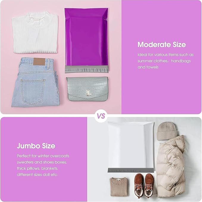 Metronic Poly Mailers 12X15.5 500Pack, Strong Adhesive Shipping Envelopes for Clothing, Waterproof Shipping Bags for Small Businesses, Flexible Mailers Poly Bags Packages Bags Purple