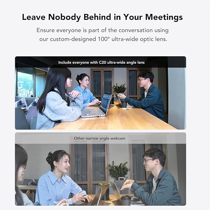 NUROUM C20(2nd Gen) HD Conference Webcam, 1080P Video Conferencing Camera with Microphone and Speaker, All in One Computer Camera for Desktop, 13ft Voice Pickup, AI Noise-Cancellation, USB Plug&Play