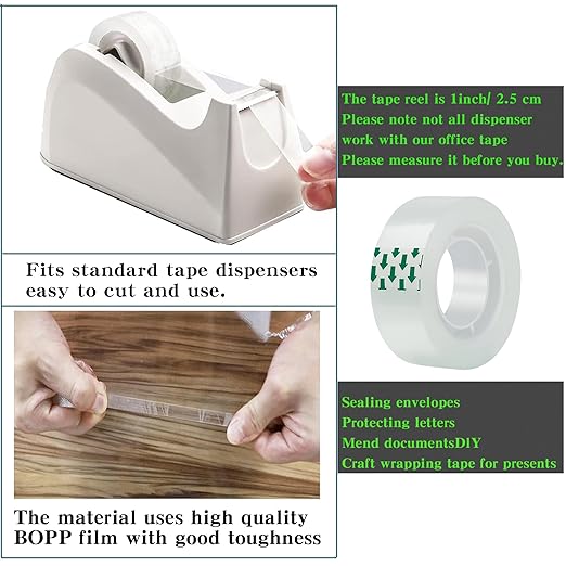 24 Rolls Transparent Tape Refills Rolls Each Rol 1 inch Corel 3/4 x 900 Inches,for School,Office, Home.
