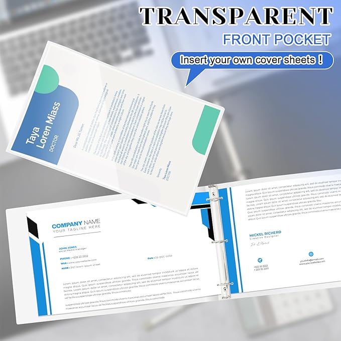 4 Pcs 11 x 17 Inch View Binders with Cover Pocket 2 Inch 3 Rings Heavy Duty View D Ring Binders Economy Holds 11" x 17" Paper for Artwork Blueprints, Office, Home, Work Places (White)