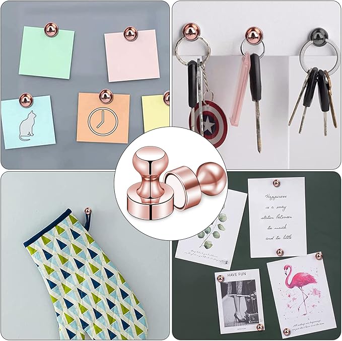 LOVIMAG 20 PCS Refrigerator Magnets, Rose Gold Fridge Magnet Strong Magnets for Whiteboard, Small Neodymium Magnetic Ideal for Push Pin, Office, Classroom, Map