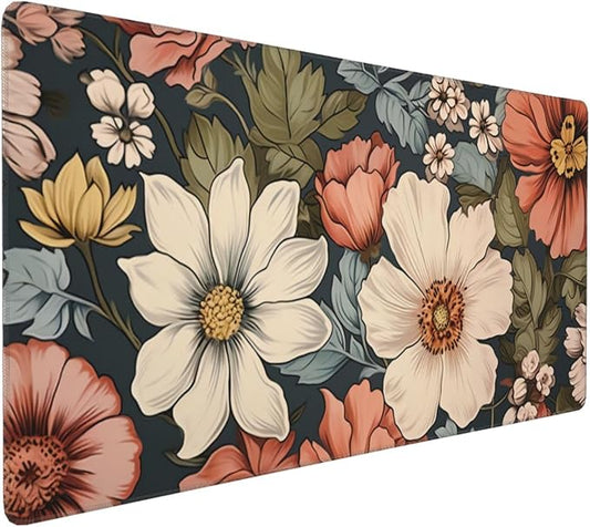 35.4 x 15.7 in, Waterproof XXL Large Mouse Pad for Desk, Extended Keyboard Mouse Mat for Computer Office, Big Laptop Mouse pad, Gaming Pc-Vintage Summer Florals