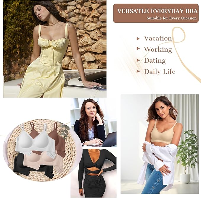 OEAK Womens Wireless Bras Comfortable Push Up Bra No Underwire Bra Full Support Lift Bralette Everyday Seamless Tshirt Bras