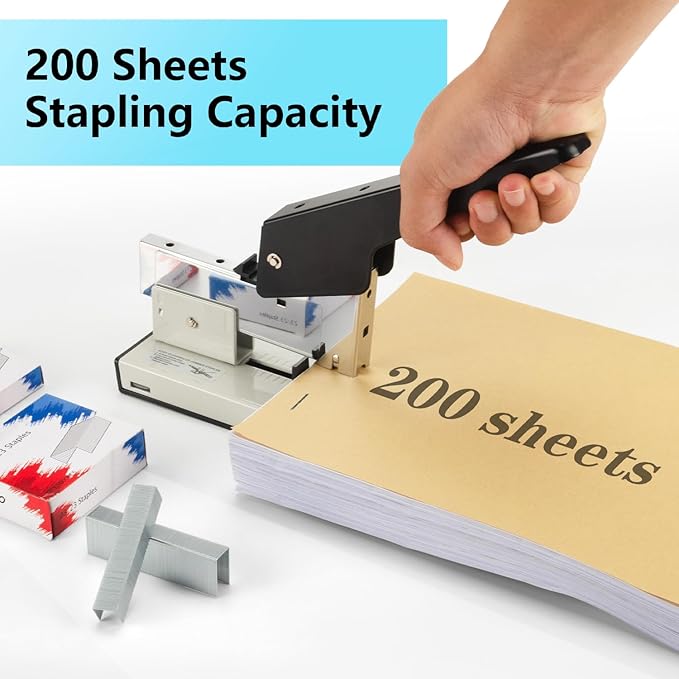 Heavy Duty Stapler with 2000 Staples: IMLIKE 200 Sheets Capacity Manual No Jam Desk Stapler,Big Metal Labor-Saving Office Supplies,Non-Slip,Include High Strength 23/13 & 23/23 Staples