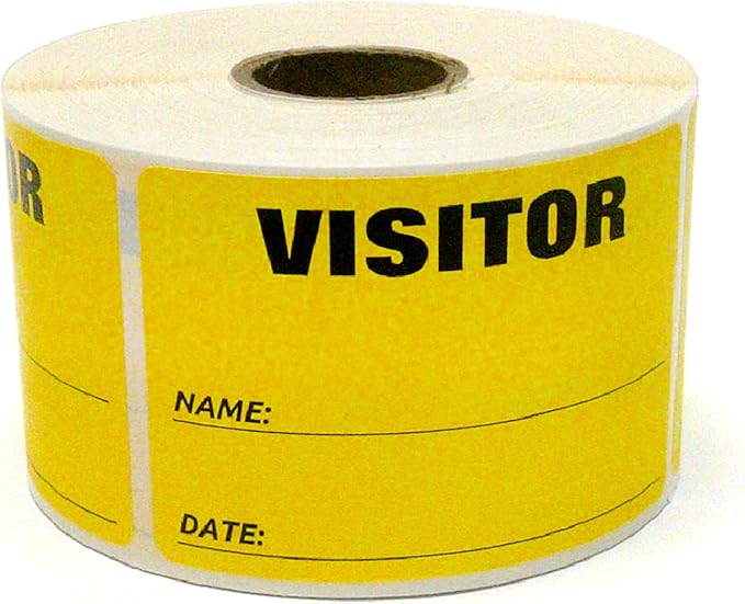 NextDayLabels - 3 x 2 Visitor Labels Pass, ID Labels and Safety Identification Badge Stickers 500 Per Roll (Fluorescent Yellow)