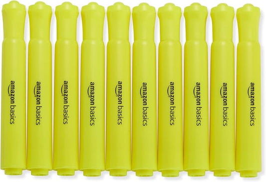 Amazon Basics Highlighters 12 Pack, Yellow Colors, Chisel Tip,Bible Highlighter,Office and School Supplies