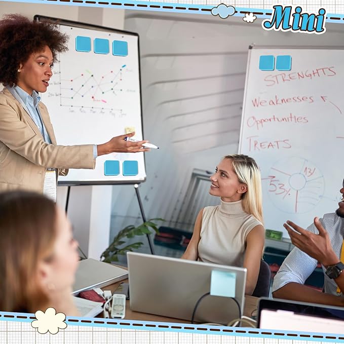 TaoBary 96 Pack Mini Dry Erase Erasers Bulk Magnetic Whiteboard Dry Erasers Classroom Supplies Whiteboard Chalkboard Cleaner for Teacher School Office, 1.97 x 1.97 Inch(Iight Blue)